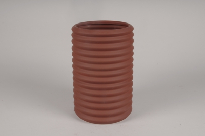 A075I4 Vase en c�ramique rouge brique D16cm H25.5cm
