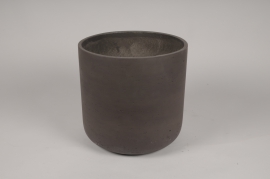 A075LC Pot en ciment brun D43.5cm H42cm