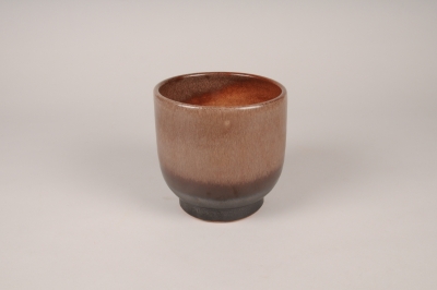 A075XD Cache-pot en c�ramique cacao D16.5cm H16.5cm