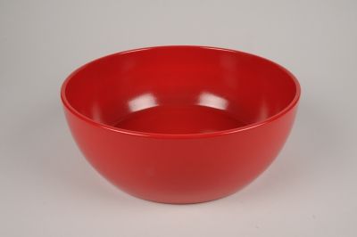 A077A8 Coupe en c�ramique rouge D30cm H11cm