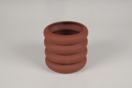 A077I4 Cache-pot en céramique rouge brique D13.5cm H11cm