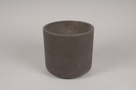 A077LC Pot en ciment brun D31.5cm H31cm