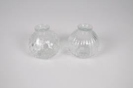 A077R4 Vase en verre boule assorti D8cm H8cm