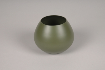 A078CC Vase en m�tal kaki D13cm H10.5cm