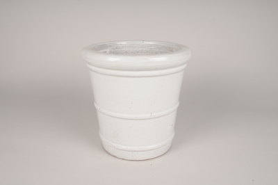 A078P0 Pot en c�ramique blanc D48cm H41cm