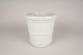 A078P0 Pot en céramique blanc D48cm H41cm