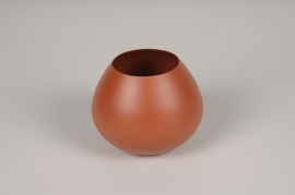 A079CC Vase en métal orange D13cm H10.5cm