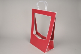 A080QX Pack of 5 red kraft bags 30cmx 48cm H52cm 