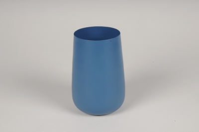 A082CC Vase en m�tal bleu D10cm H15cm