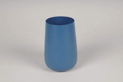 A082CC Vase en mtal bleu D10cm H15cm