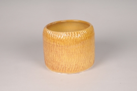 A082XD Cache-pot en céramique jaune D14.5cm H12cm