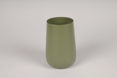 A083CC Vase en m�tal kaki D10cm H15cm