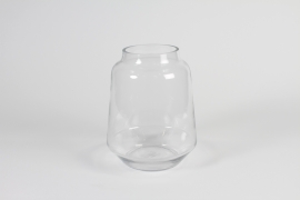 A083P5 Photophore en verre transparent D17cm H22.5cm