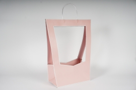 A084QX Paquet de 5 sacs porte-bouquet rose 30x16cm H50cm