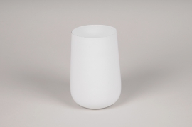 A086CC Vase en métal blanc D10cm H15cm