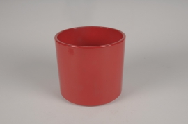 A087A8 Cache-pot en céramique rouge D15cm H13cm