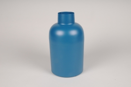 A087CC Blue metal vase D14.5cm H26cm