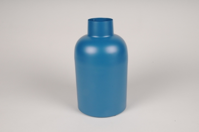 A087CC Vase en m�tal bleu D14.5cm H26cm