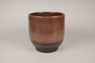A087XD Cache-pot en c�ramique cacao D24cm H24.5cm