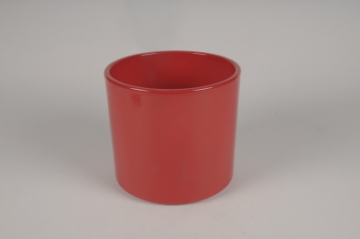 A088A8 Cache-pot en c�ramique rouge D17.5cm H14.5cm