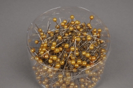 A089MG Box of 500 gold beads on pin 6x65mm