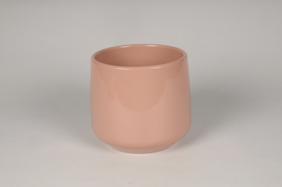 A090A8 Pink ceramic planter D17cm H15.5cm