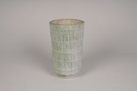 A090OZ Green striated concrete vase D15cm H25cm