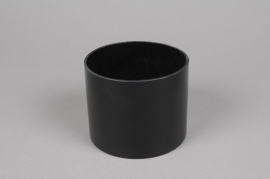 A090PS Vase en verre cylindre noir D12cm H9.5cm