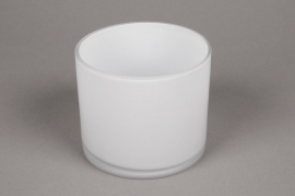 A091PS Cylindric glass vase white D12cm H10cm