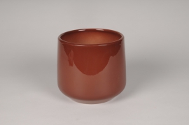 A093A8 Brown ceramic planter D17cm H15.5cm