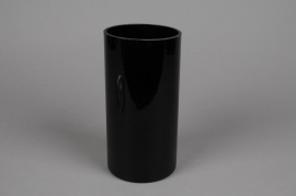 A094PS Vase cylindrique en verre noir D10cm H20cm