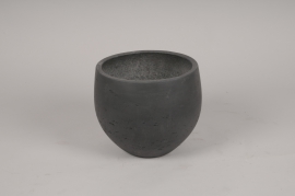 A095LC Dark grey cement pot D24cm H21cm