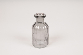 A095R4 Grey glass bottle vase D5cm H10.5cm