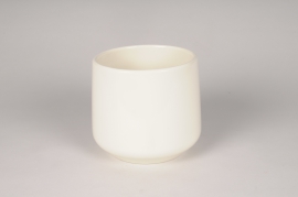 A096A8 Cache-pot en céramique blanc crème D17cm H15.5cm