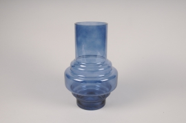 A096K9 Blue glass vase D19cm H30cm