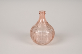 A096NH Vase bouteille en verre rose D11cm H15cm