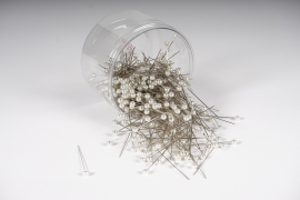 A097MG Bo&icirc;te de 500 perles blanches sur &eacute;pingle 6x65mm