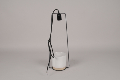 A097T3 Suspension lampe et cache-pot c�ramique blanc D19cm H52cm