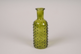 A098NH Vase bouteille en verre vert D7cm H19cm