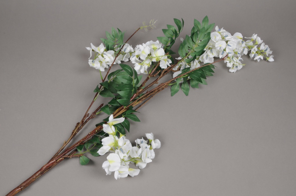 Artificial white wisteria branch H110cm