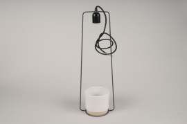 A098T3 Suspension lampe et cache-pot céramique blanc D19cm H65cm
