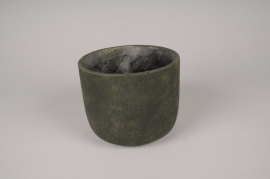 A099OZ Cache-pot en béton vert D15.5cm H13cm