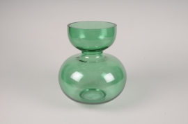 A100K9 Vase en verre vert D21cm H25cm