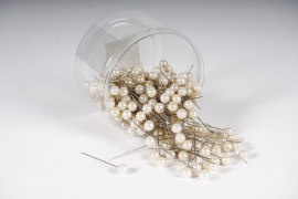 A100MG Bo&icirc;te de 250 perles champagne sur &eacute;pingle 10x60mm