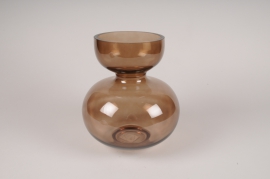 A101K9 Brown glass vase D21cm H25cm