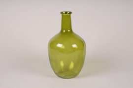 A101NH Vase bouteille en verre vert olive D17.5cm H30cm