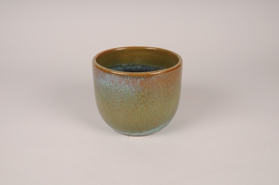A101XD Peacock blue glazed ceramic planter D16cm H13cm