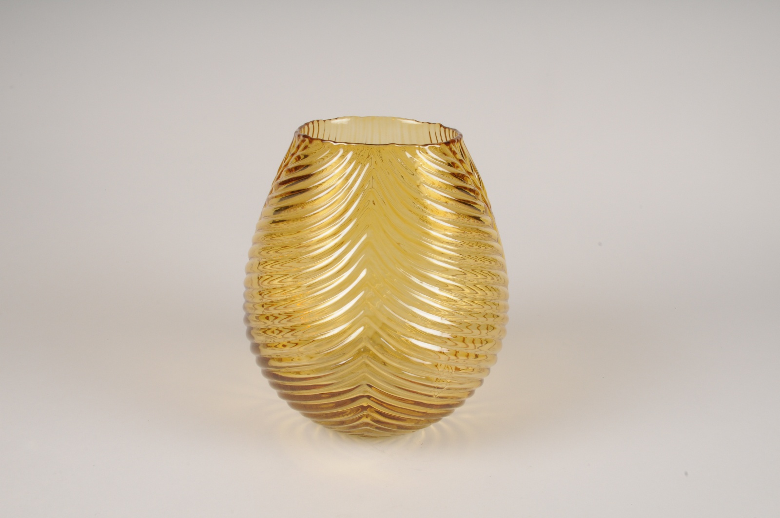 Vase en verre jaune D21cm H24cm