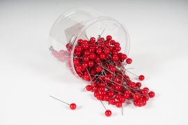 A105MG Boîte de 250 perles rouges sur épingle 10x60mm