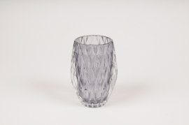 A106R4 Photophore en verre gris D8cm H13cm